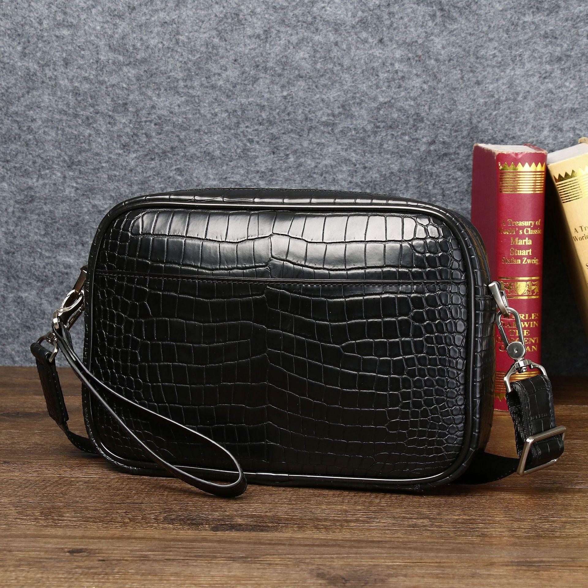 

Мужская горизонтальная сумка для фотоаппарата с узором брюха крокодила, мужская сумка для повседневного ношения, мужская сумка через плечо чёрный