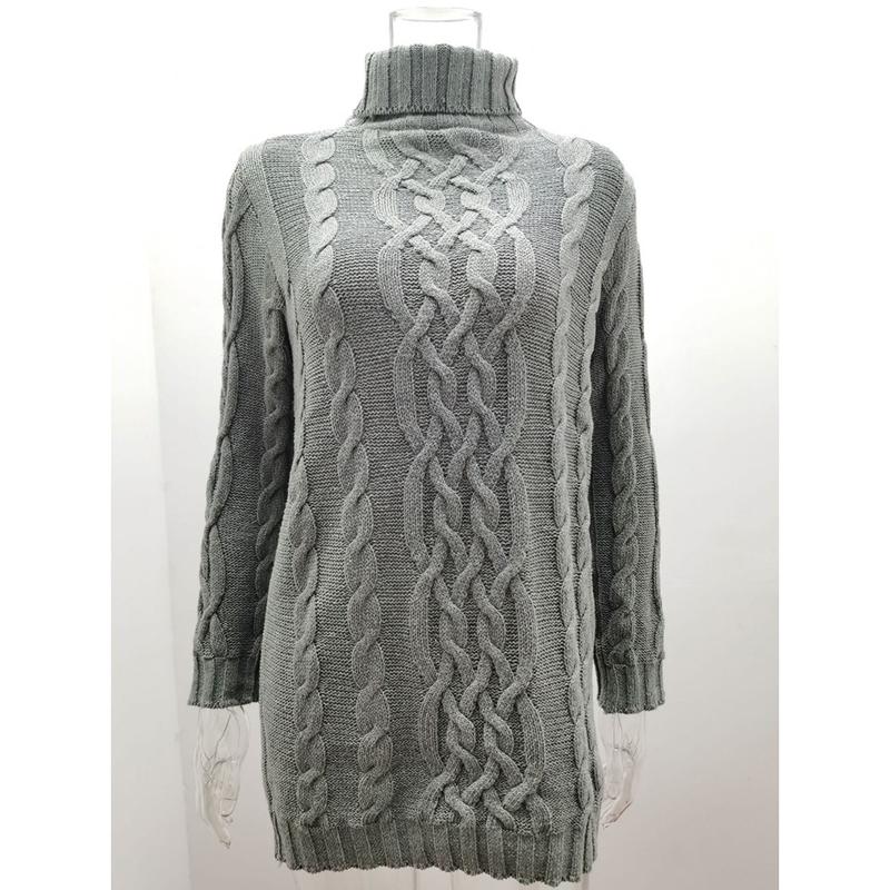 Autumn and Winter Long Sleeve Casual Knitted Sweater Dress Women Vintage Slim Fit Solid Knitted Dress Women Elegant Turtleneck Sexy Lady Dresses 24905
