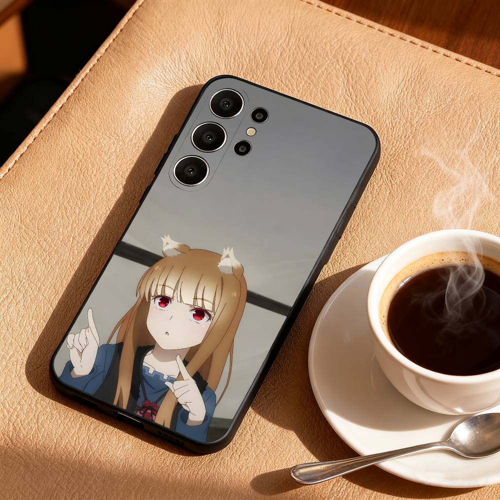 Anime S-Spice and W-Wolf Phone Case For Samsung S26,S25,24,23,22,30,21,10,9,Ultra,Plus,Lite,Black Soft Case
