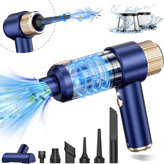 JONYJ Handheld Car Vacuum Cleaner, 16000PA Hand Held Vacuum Portable Cordless, 2 In 1 Air Duster and Vacuum Cleaner with LED Light, Multi-Nozzles,