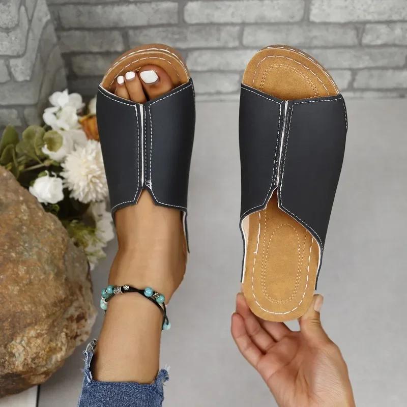 Women's Sandals 2025 Summer Shoes Women Soft Heels Sandals Low Platform Slippers Summer Sandalias Mujer Indoor Outdoor Footwear
