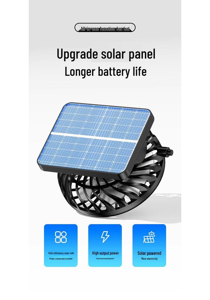 Solar-Powered Multifunctional Fan Hat with Wide Brim for UV Protection
