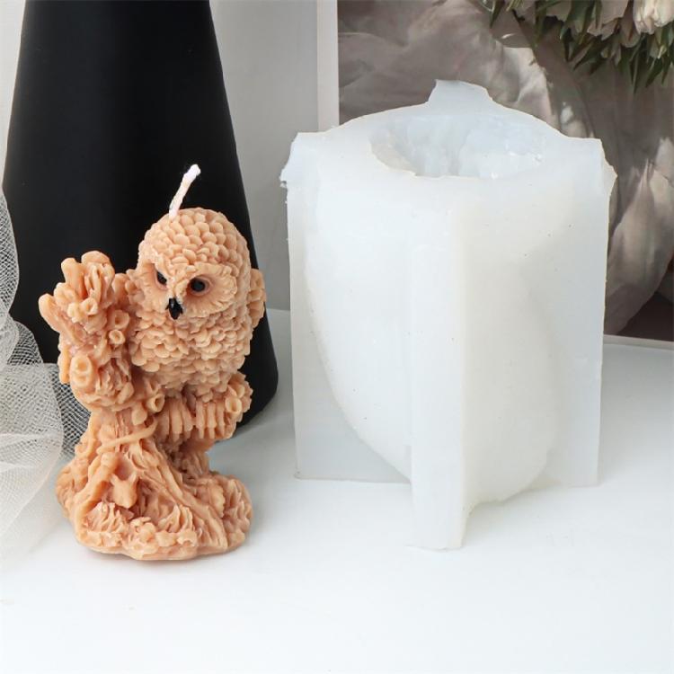 Home Decors Owl Candle Silicone Mould Sturdy Silicone Owl Shaped Candle Casting Mould for Professional and Beginners