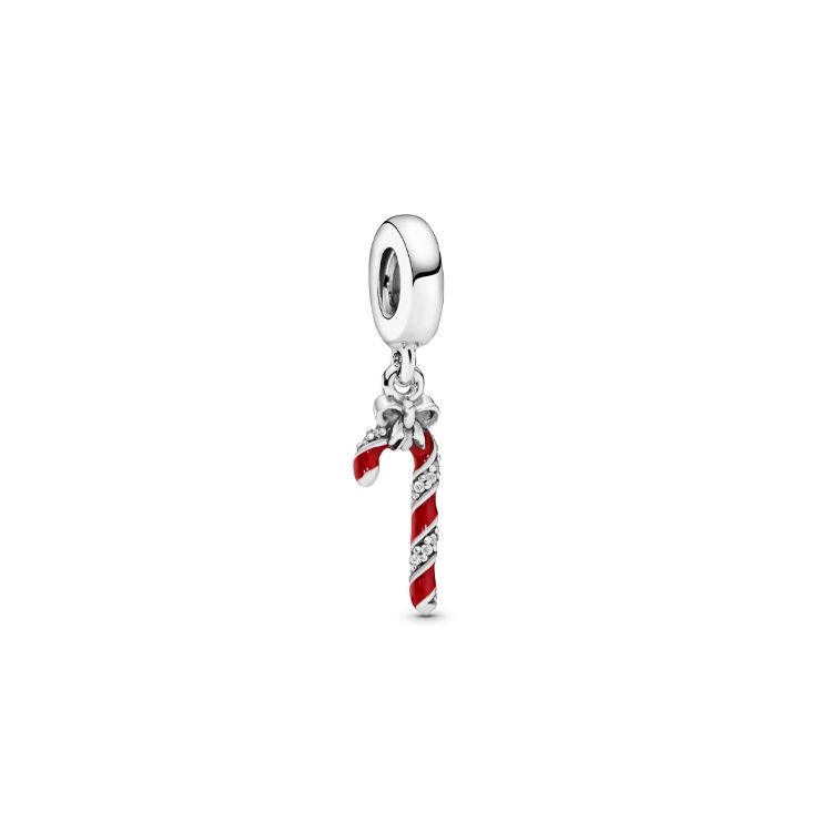 Pandora Candy Cane Charm Unisex Charm 796382EN39 Box,F,Silver/Red