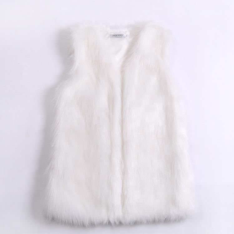 Winter medium and long imitation fox fur, vest, thermal vest, women's vest jacket, coffee-colored fluff
