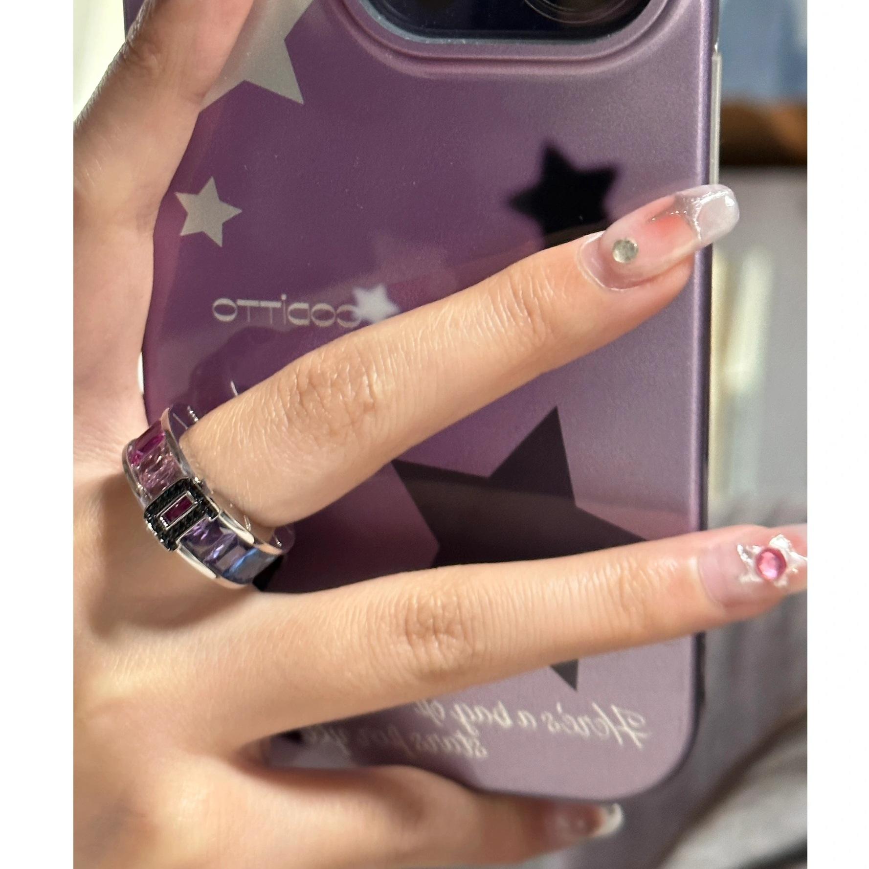 

Unique Trendy And Copper Ring With Colorful Zircon Alphabet Stones Characters