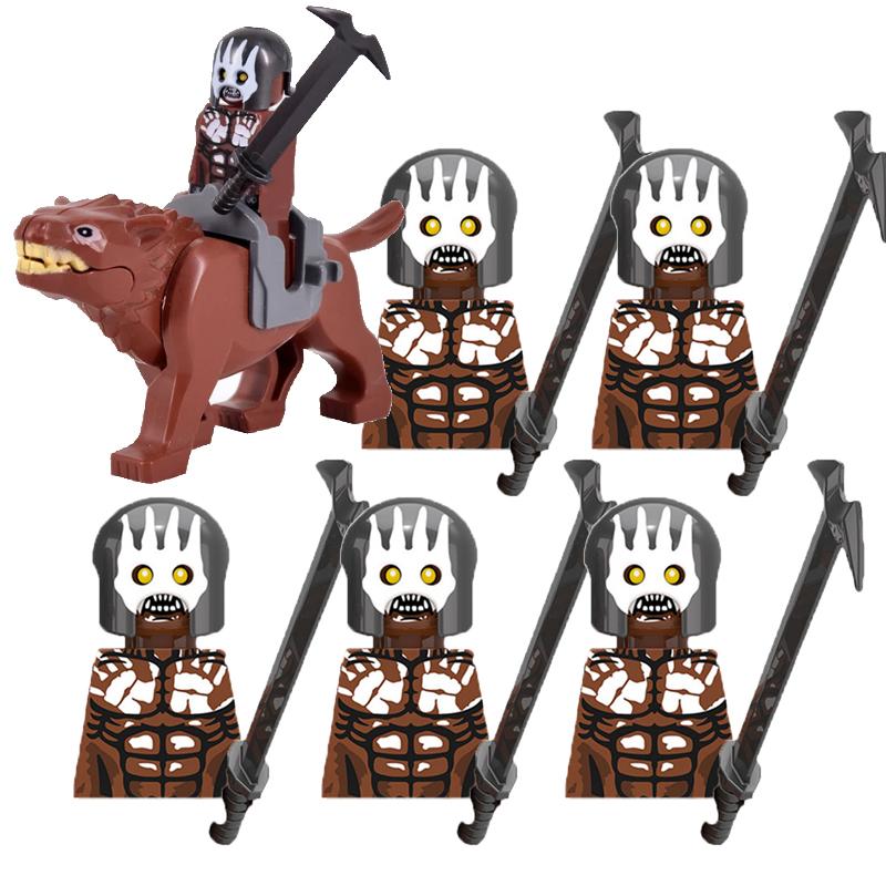 MOC Středověké Vojenské Stavební Kostky Elfský Bojovník Ork Rohan Gondor Rytíř Sada Postav Zvířecí Armáda Zbraň Luk Kuše Hračka