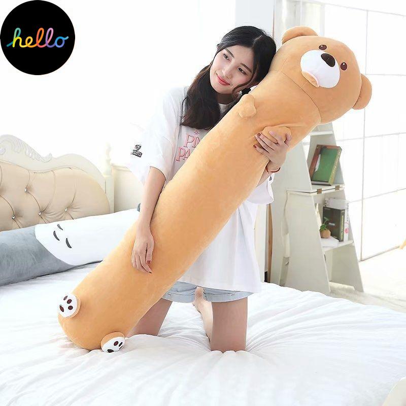 Long Strip Pute Sylindrisk Plysj Sovepute Avtagbar Vaskbar Seng Sovepute