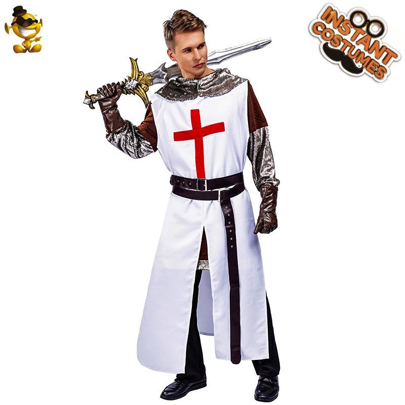 Halloween Adult Men's European Medieval Crusader Knight Jazz Costume, Big Male Samurai Stage Costume