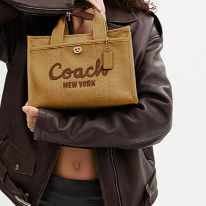 Coach Cargo 26 Top Zip Closure Canvas And Satin Tote Bag Women tote Ginger-Yellow CP164-B4XR7