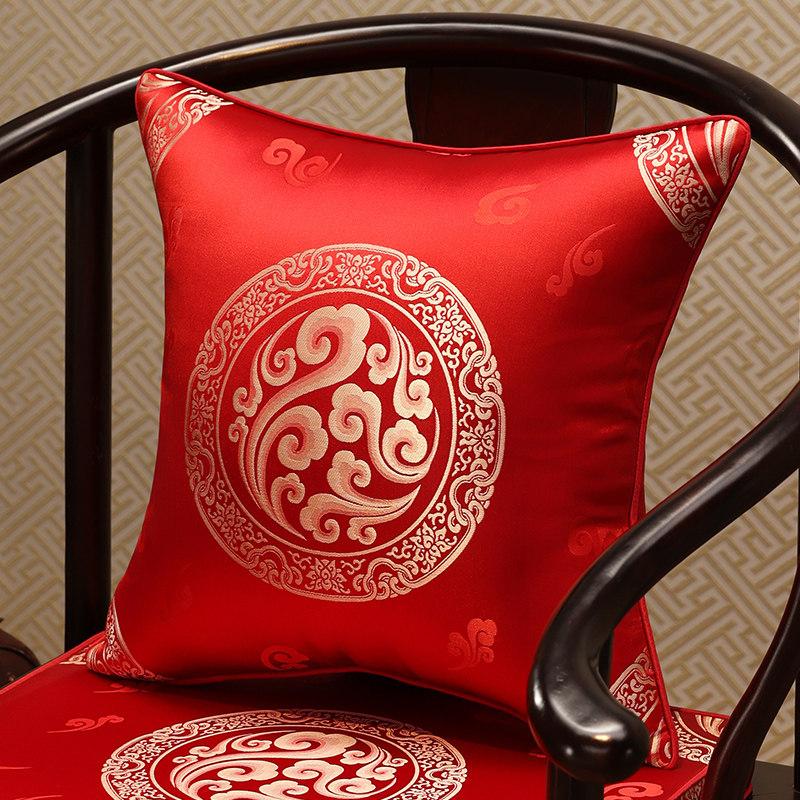 Chinese-Style Jacquard Square Pillow Cover Embroidered Lumbar Pillow Case Sofa Large Backrest Cover Hotel Office Home Decor
