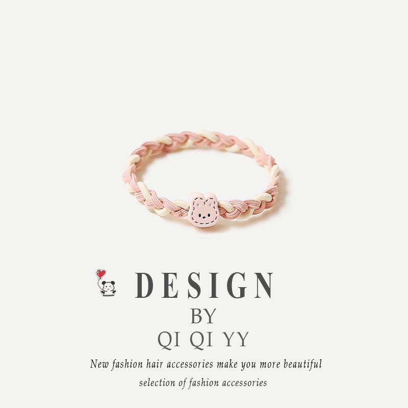 

Тканый ремешок для руки Милая резинка для волос с кроликом Молодежная повязка для волос Пара Высокоэластичная веревка для волос Резинка Женские аксессуары для волос Головная веревка Pink