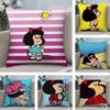 Cute Cartoon M-Mafalda Pillow Case Short Plush Double-sided Print Square Throw Pillow Covers Sofa Home Cushion Decor
