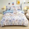 White Green Botanical Floral Duvet Cover Set Queen Reversible Gold Paisley Pattern Bedding Set Soft Microfiber Comforter Cover