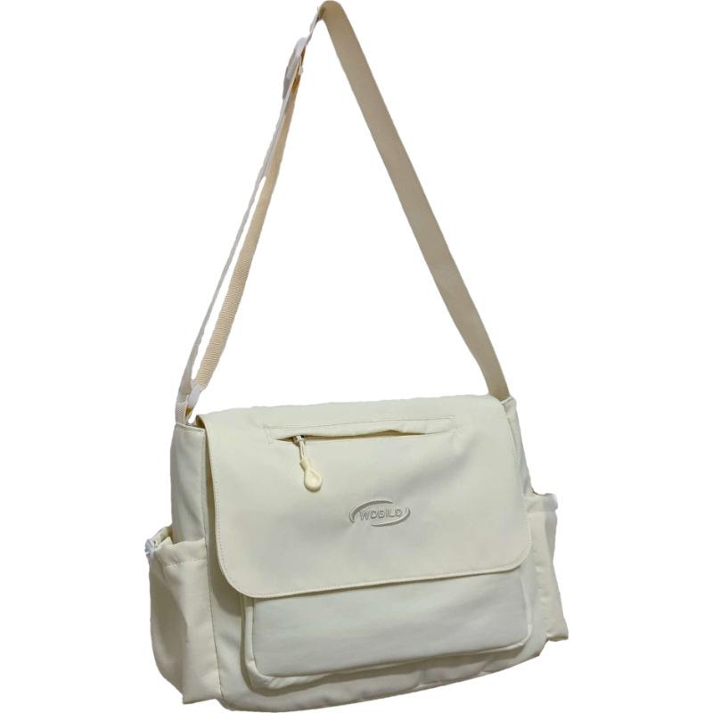 

One-shoulder messenger bag customization, simple tooling, messenger bag, women s large-capacity, lightweight, trendy, junior and high school make-up no pendant белый