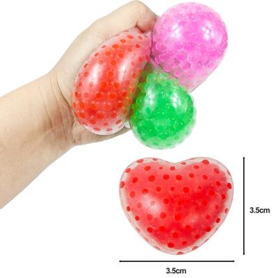 2Pcs Squeeze Toy Love Bead Stress Balls Heart Shaped Stress Relief Vibrant Colored Fun Fidget Toy for Kids