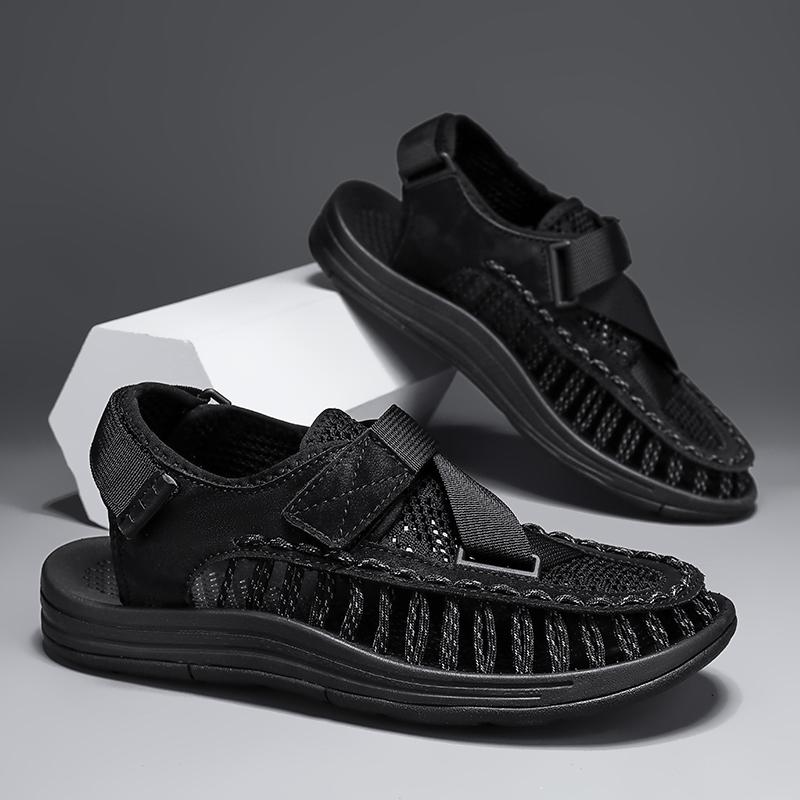 Fashion Breathable Fashion Casual Flats Bottom Male Sandals Sneakers Men's Sport Closed Toe Sandals Summer Outdoors Hiking Mesh Shoes