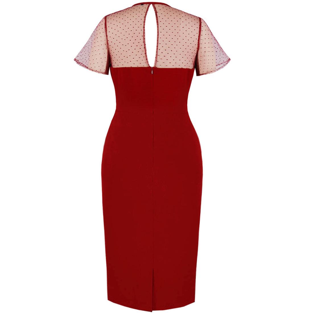 Женские платья с запахом Сетка с коротким рукавом с цветочной вышивкой в ​​горошек — фото 4