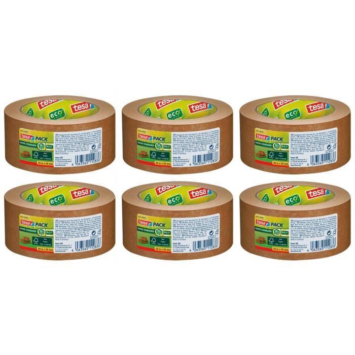Lot de 6 Rubans Adhésif d emballage PAPER FSC ecoLogo 50mm x 50m