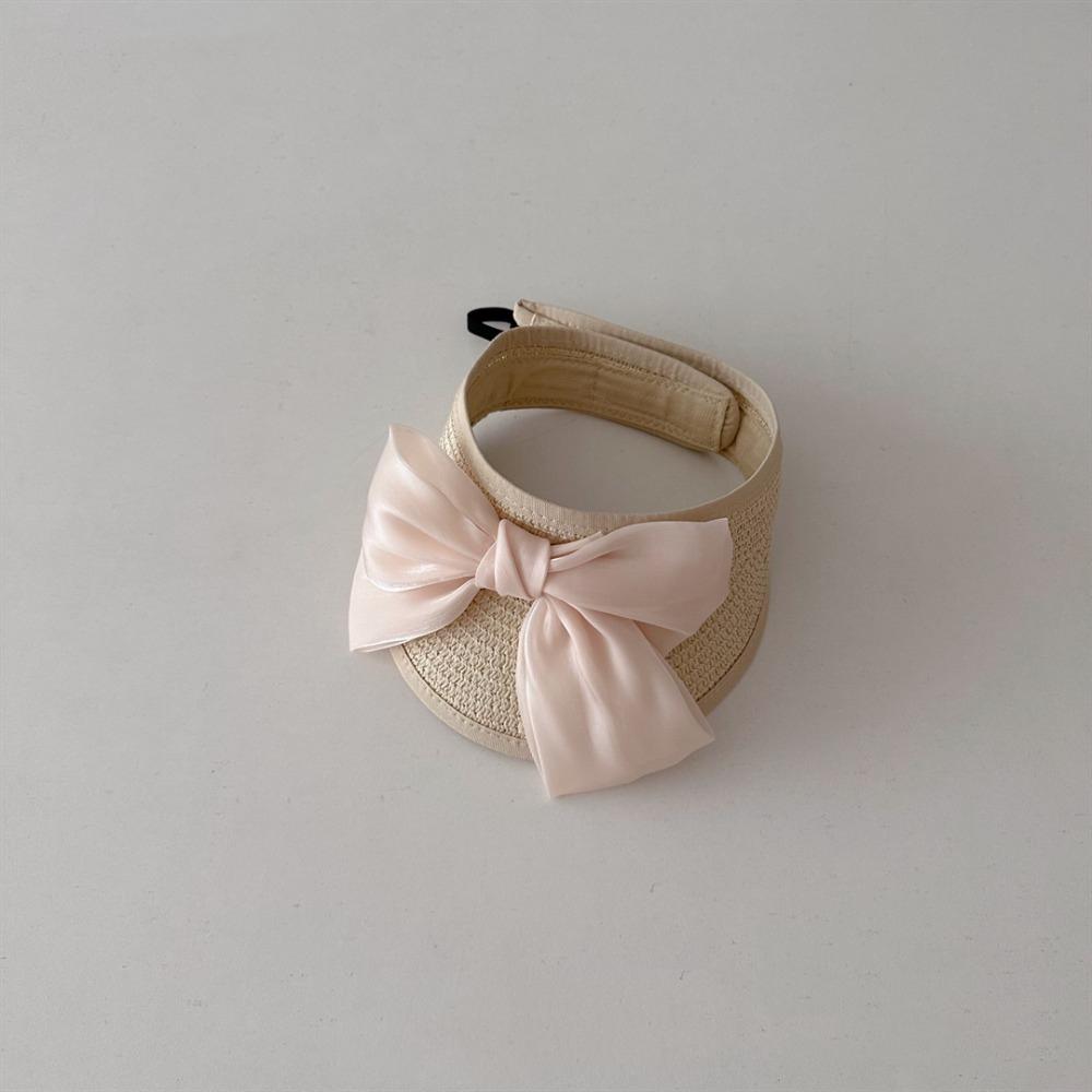 

Korea Style Kids Sun Hats Empty Top Big Bow Hat Trendy Sunscreen Hats бежевый