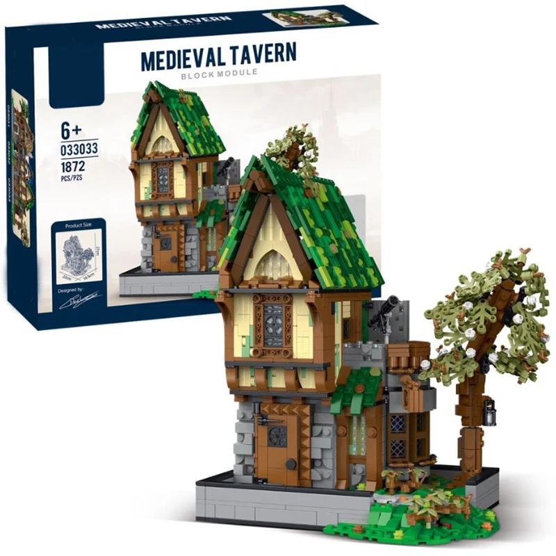 Ungiftige Mittelalterliche Schmiede Magisches Haus Taverne Bausteine Moc Stadt Straßenansicht Steine Set Desktop-Dekoration für Erwachsene Kinderspielzeug Geschenk