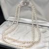 Used [Certificate of authenticity included] Akoya pearl 2 strand necklace pearl silver SILVER stamp 6.5mm pearl necklace