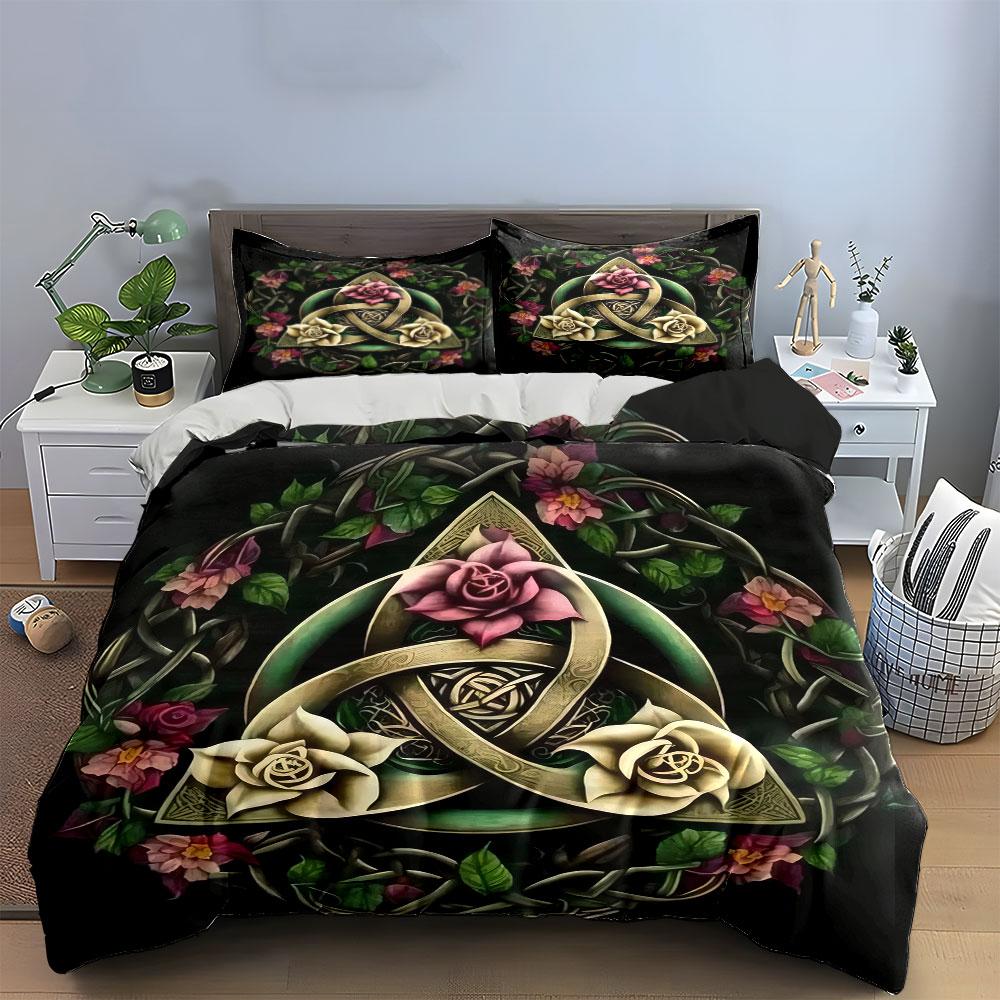 Celtic Rose Wall Art Set Multiple Sizes Kid'S And Adults' Bedroom Exquisite 3Pc Bedding Set, Gift
