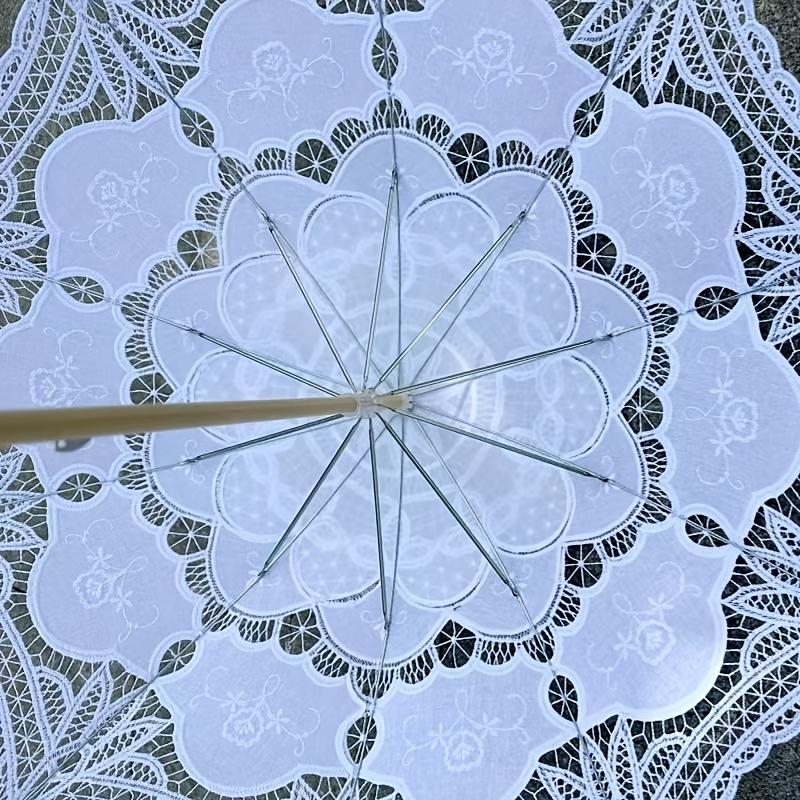 Braut-Hochzeits Sonnenschirm - Viktorianischer Vintage-Spitzen-Schirm, Entworfen für Frauen, Manuelles Öffnen und Schließen, Stabiler 8-Speichen-Rahmen, Lichtbeständiges Schirmtuch