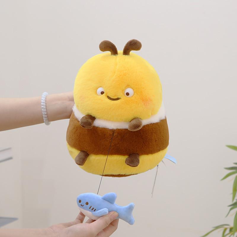 Adorable Bee Plush Toy Creative Pull String Stuffed Animal Soft Pp Cotton