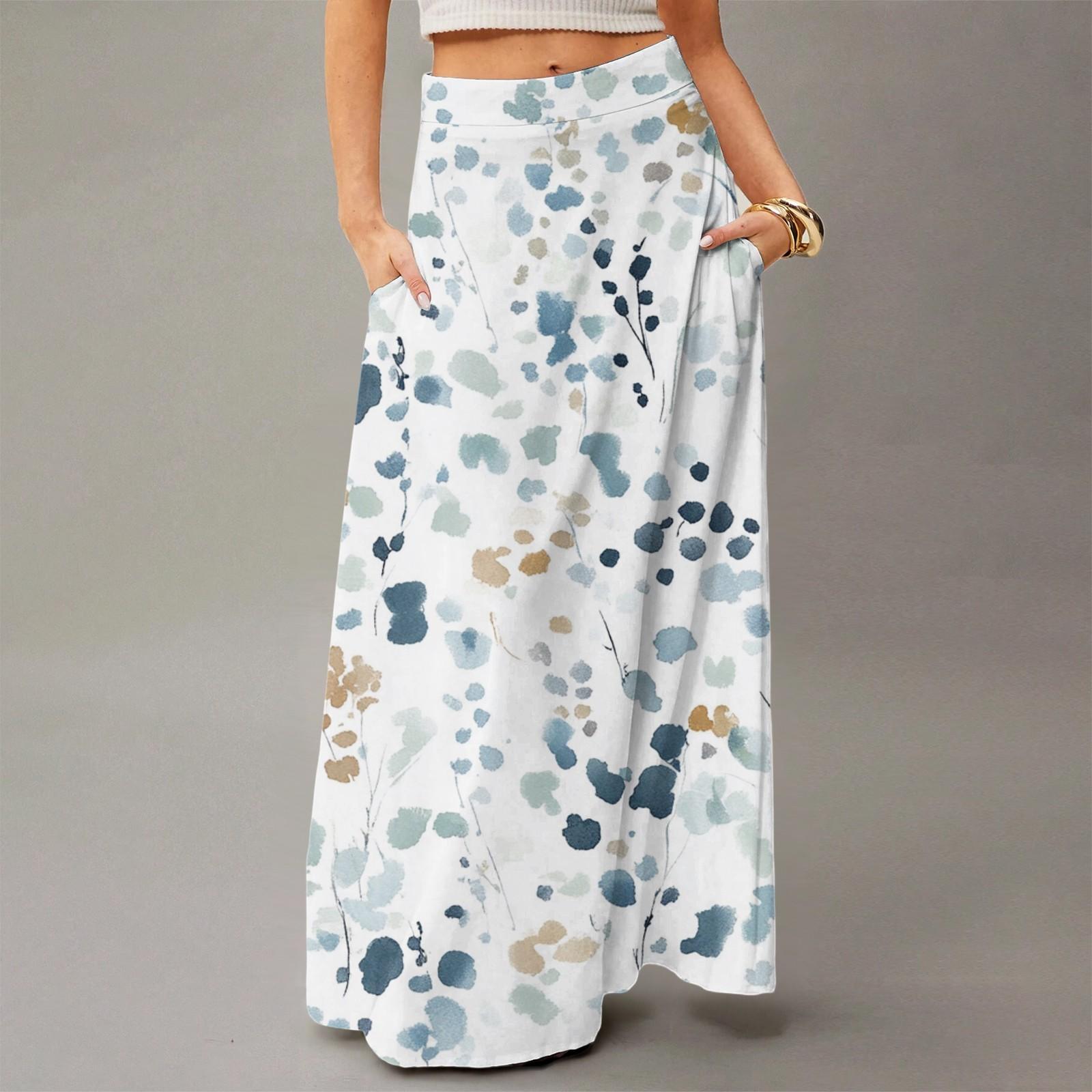 

Женское струящееся платье макси, обычная повседневная юбка в стиле бохо с цветочным принтом XL белый