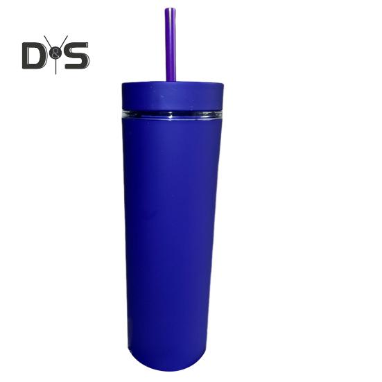 

500 мл узкий стакан с крышкой и трубочкой двойной стенки непроливайка стаканы без бисфенола А термоизолированная кружка для путешествий холодный кофе многоразовая вечеринка 500ML темно-синий