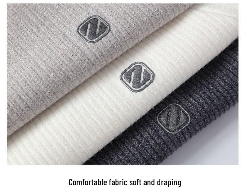 Woodpecker Men's Slim Fit Round Neck Knit Sweater - Warm Velvet Base Layer for Autumn/Winter