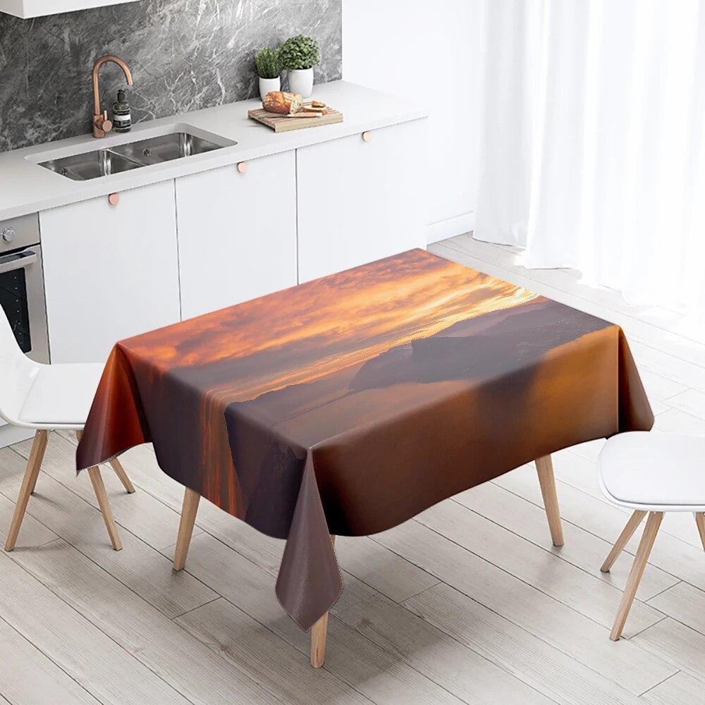 Natural Scenery Tablecloth Landscape  Anti-fouling Waterproof Rectangular Kitchen Dining Table Home Decoration