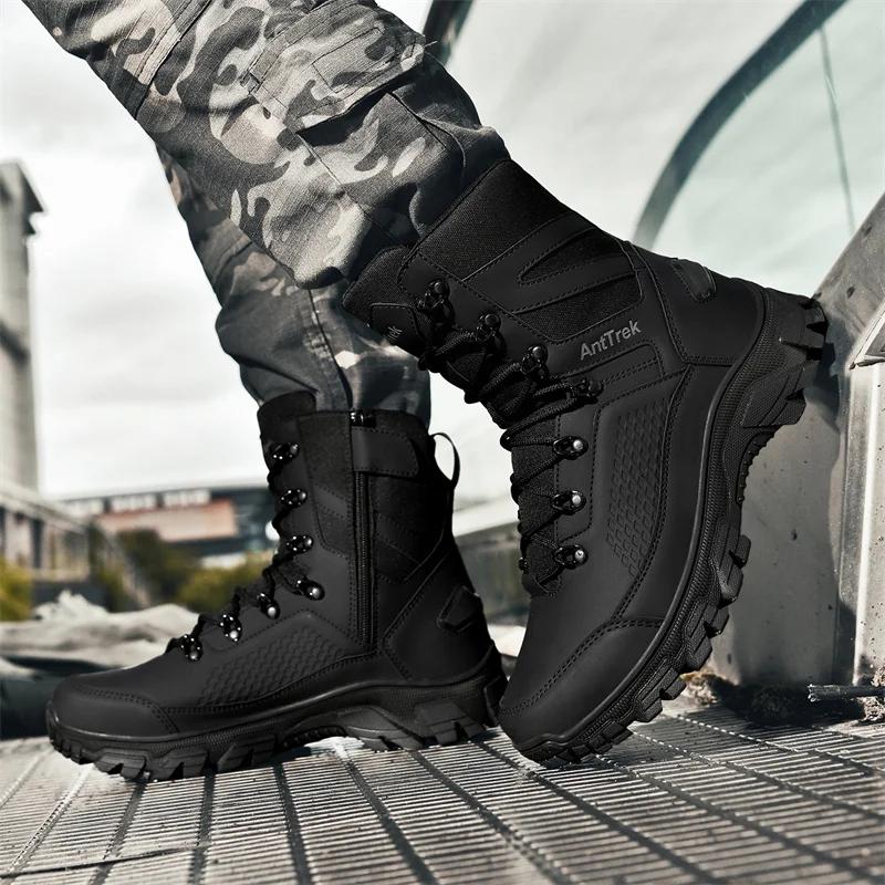 Herren High-Top Stiefel Outdoor Rutschfeste Wanderschuhe Schnürung Wüsten Knöchelhohe Stiefel für Herren Militärische Kampfstiefel Botas Para Hombre
