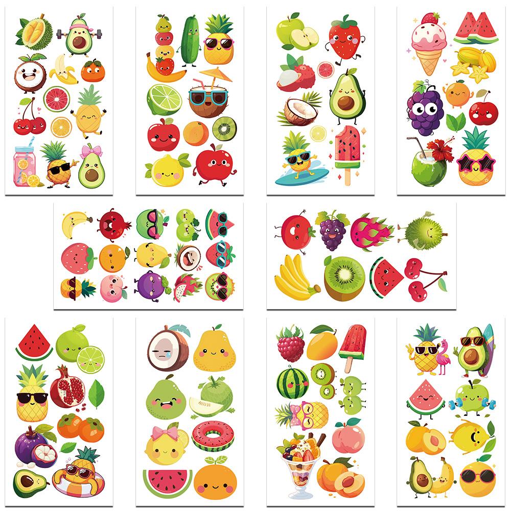 

10 листов мультфильм фрукты арбуз вишня татуировки наклейки для руки тела временные водонепроницаемые татуировки наклейки детские креативные подарки