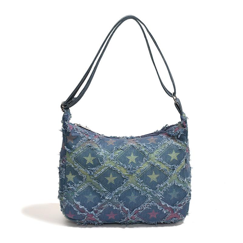 Denim bag women's large capacity 2025 spring new versatile shoulder messenger bag premium commuter tote bag