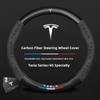 Car Carbon Fiber Steering Wheel Cover Leather Accessories For Model 3 Y S X Cybertruck Juguete Roadster Coil Bonina
