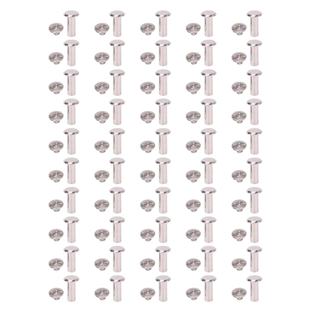 50 Pairs 0.24x0.63x0.43in M5 Stainless Steel Rivet Nuts Flat Round Head Rivet Stud Set for Leather