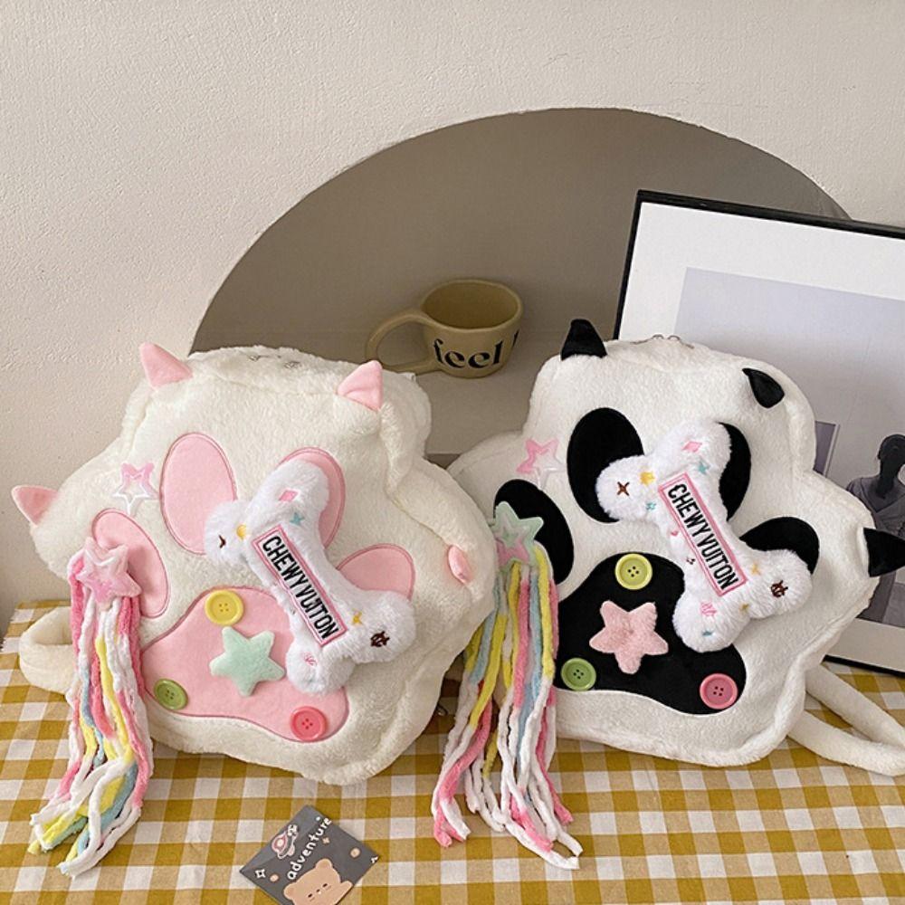 Lolita Cat Paw Plush Backpack Large Capacity Cat Student Schoolbag Gift