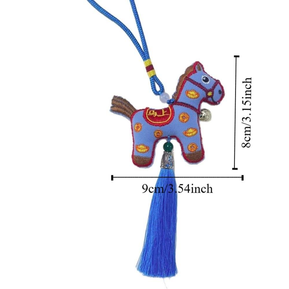 Chinese Style Pony Embroidered Pendant Tassel Zodiac Mascot New Year Horse Pendant Funny Spring Festival