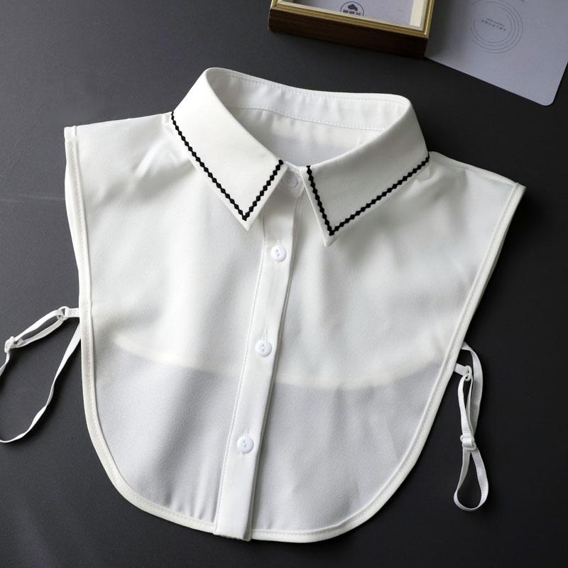 Perfect Match Embroidery Fake Collar Women Lace Detachable Lapel Collar Shirt Top Tie White Ruffles False Collar Woman Removable False Blouse