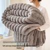 2024 Luxury Solid Color Rabbit Plush Ribbed Blanket
