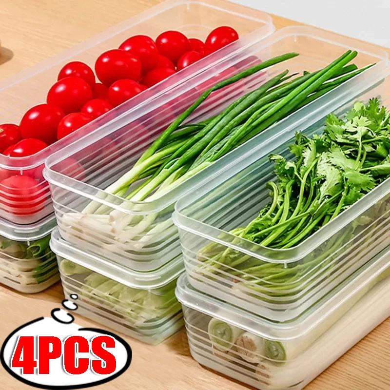 Fresh Box Refrigerator Storage Boxes Scallions Food Container with Lid Cold Crisper Sealed Kitchen Fresh Fruit Fridge Organiser