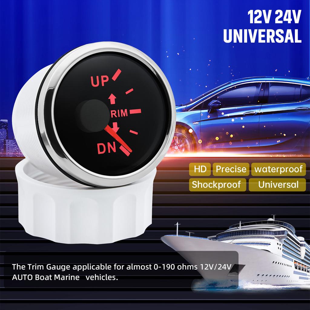 HD 52mm Boat Marine Trim Meter UP-DN Trim Tilt Indicator Meter 2 Inch Trim Gauge 7 Colors Backlight for Inboard Outboard Engine