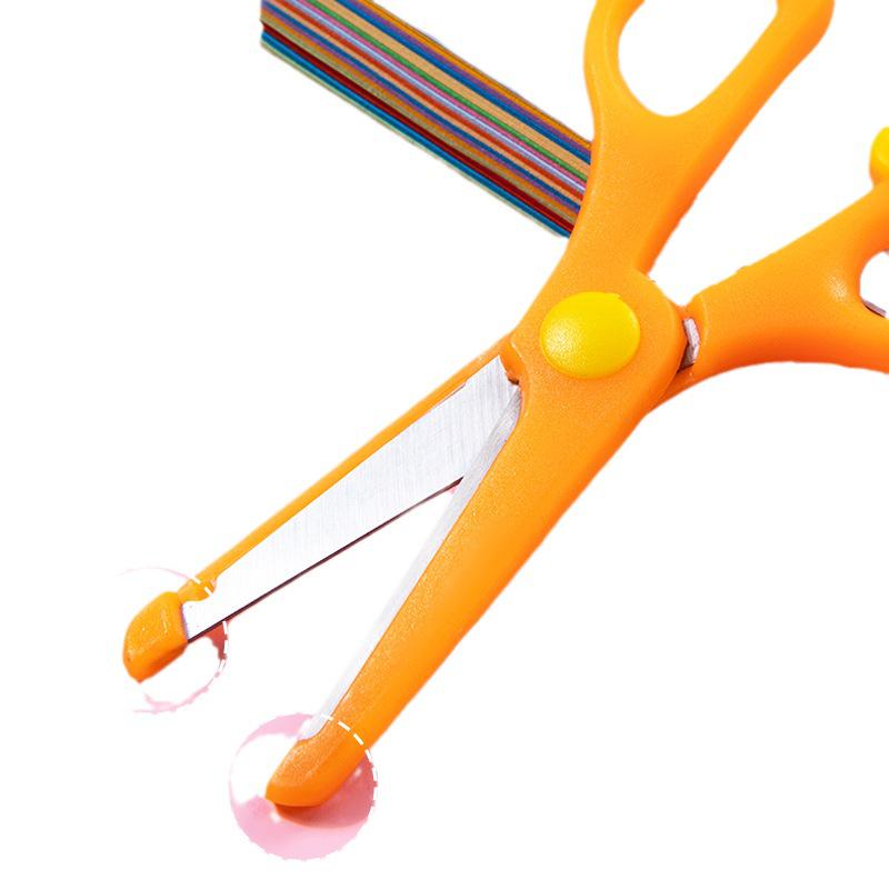 Handmade Children's Round-Head Scissors Set - Plastic, Portable, Colorful, for Paper Cutting & Origami.