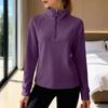 Women's Casual Fashion German Velvet Warm Solid Color Half Zip Stand Collar Long Sleeve Top