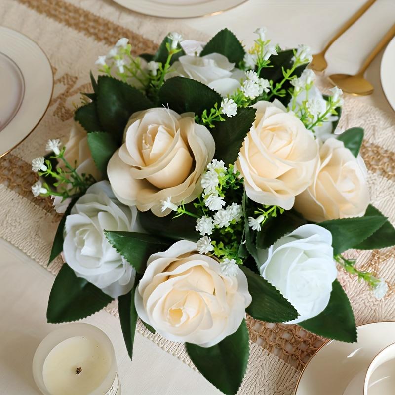 2Pcs Artificial Flower Wreath, New Year Decoration, Wedding Scene Props, Floral Arrangement Ornament, Table Party Home Decor, Fake Flowers, Hotel