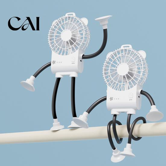 Bendable Leg Desk Fan Octopus Suction Cup Mini Fan, Flexible Legs Clip with 3 Multi Functional Portable Speed, Quiet USB Rechargeable