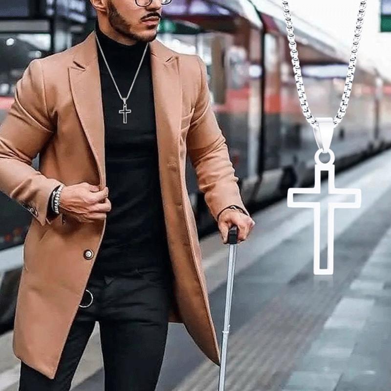 Hollow Cross Pendant Necklace Minimalist Unisex Fashion Jewelry
