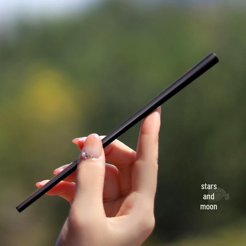 High-End Natural Ebony Wood Hairpin - Extended Chinese Ancient Style Black Hair Bun Accessory